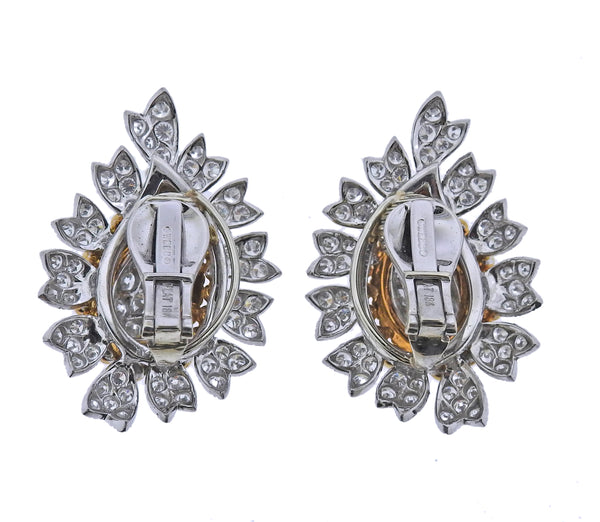 1960s David Webb Diamond Gold Platinum Earrings