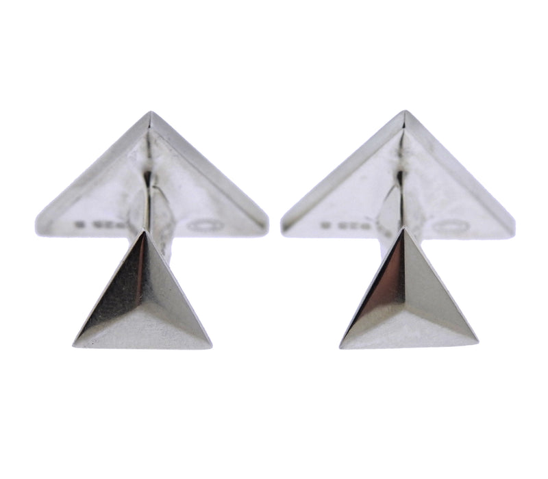 Georg Jensen Art Deco Sterling Silver Triangle Cufflinks - Oak Gem
