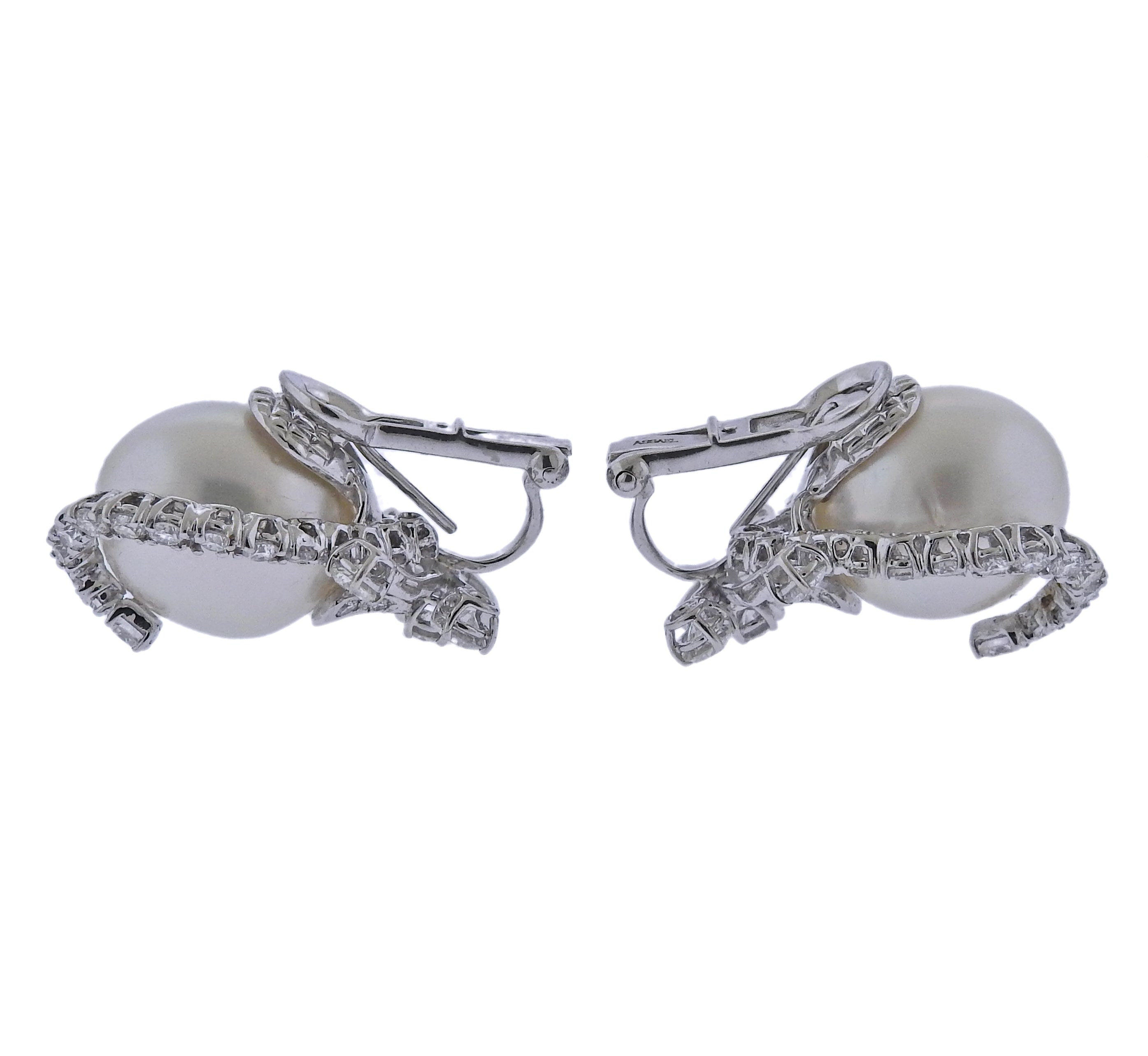 Assael South Sea Pearl Diamond Gold Cocktail Earrings