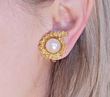Angela Cummings Assael Gold South Sea Pearl Yellow Sapphire Cocktail Earrings