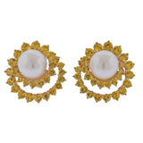 Angela Cummings Assael Gold South Sea Pearl Yellow Sapphire Earrings