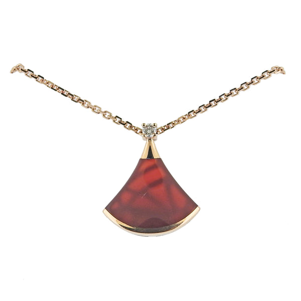 Bulgari Diva's Dream Carnelian Diamond Rose Gold Pendant Necklace