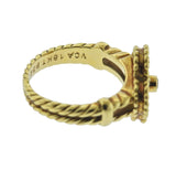 Van Cleef & Arpels Vintage Alhambra Coral Diamond Ring - Oak Gem