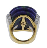 David Webb Azurite Diamond Gold Platinum Ring - Oak Gem