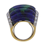 David Webb Azurite Diamond Gold Platinum Ring - Oak Gem