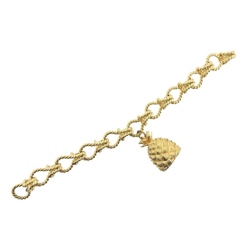 Verdura Gold Pineapple Pendant Watch Bracelet