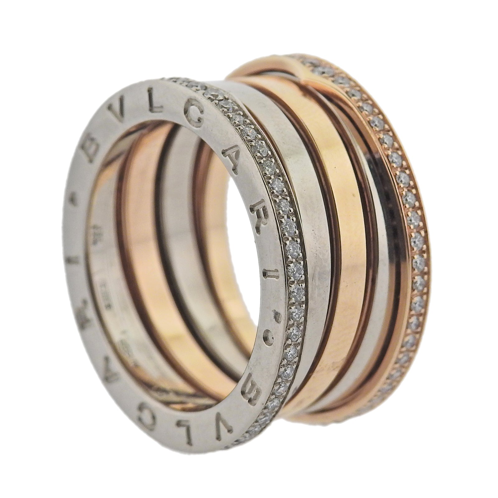 Bulgari B.Zero1 Diamond Tri Color Gold Ring Oak Gem