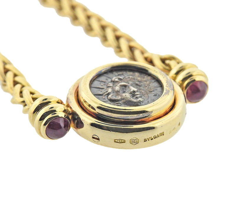 Bulgari Gold Ruby Ancient Coin Necklace