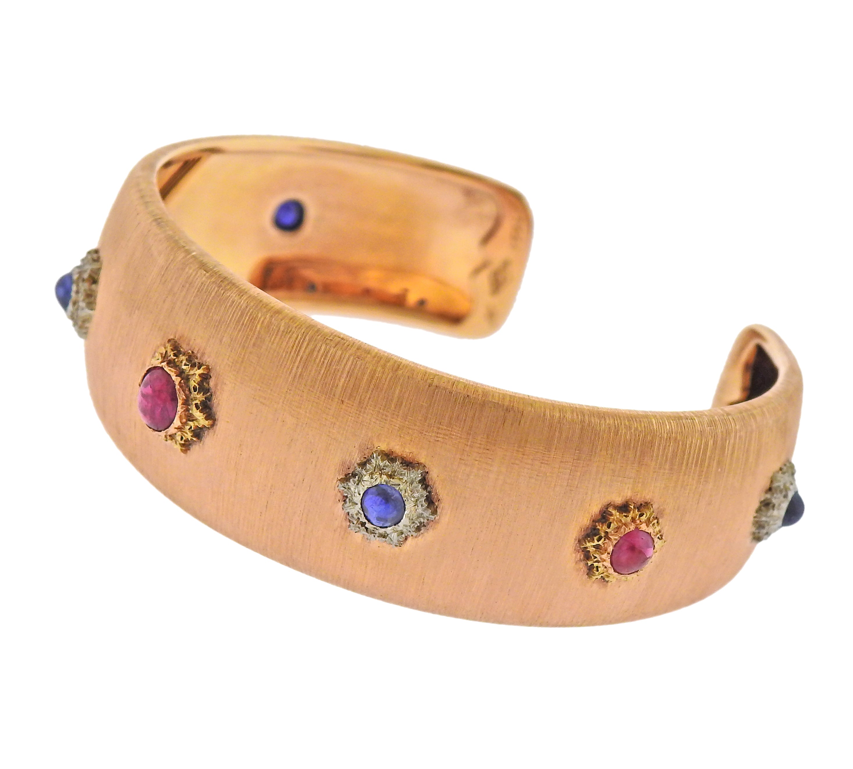 Mario Buccellati Sapphire Ruby Gold Classic Bracelet - Oak Gem