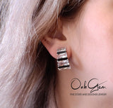 Seaman Schepps Crystal Onyx Gold Baguette Hoop Earrings - Oak Gem