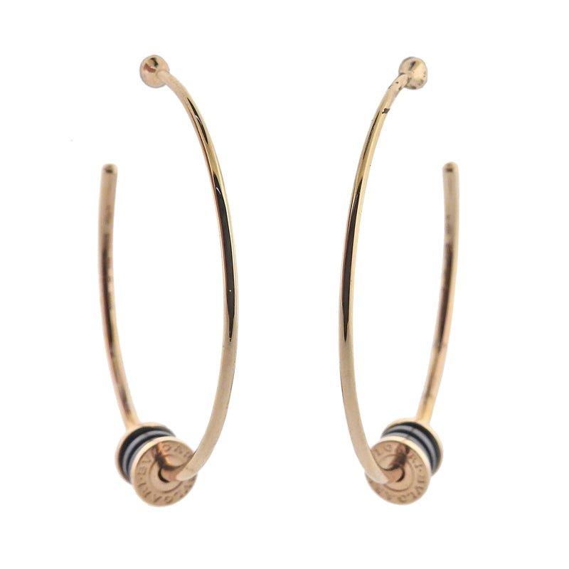 Bulgari B.Zero1 Rose Gold Black Ceramic Hoop Earrings