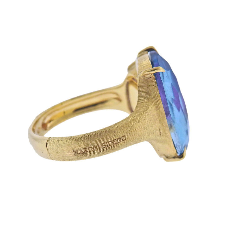 Marco Bicego Murano Gold Blue Topaz Amethyst Ring