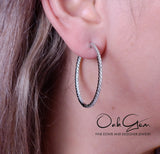 Modern Inside Out Diamond Gold Large Hoop Earrings - Oak Gem