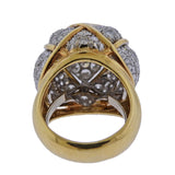 David Webb Diamond Gold Platinum Dome Ring - Oak Gem