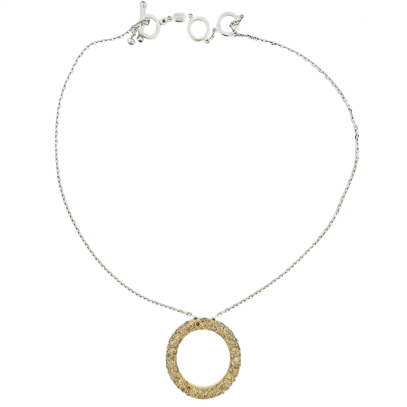 Roberto Coin Fancy Diamond Gold Circle Pendant Necklace