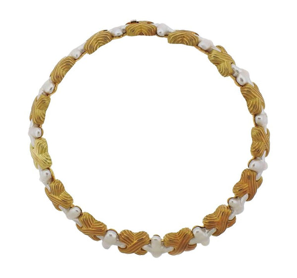 Massive Christopher Walling Diamond Pearl Gold Necklace - Oak Gem