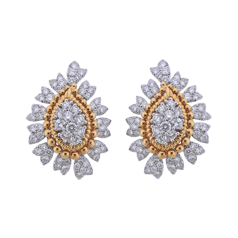 1960s David Webb Diamond Gold Platinum Earrings