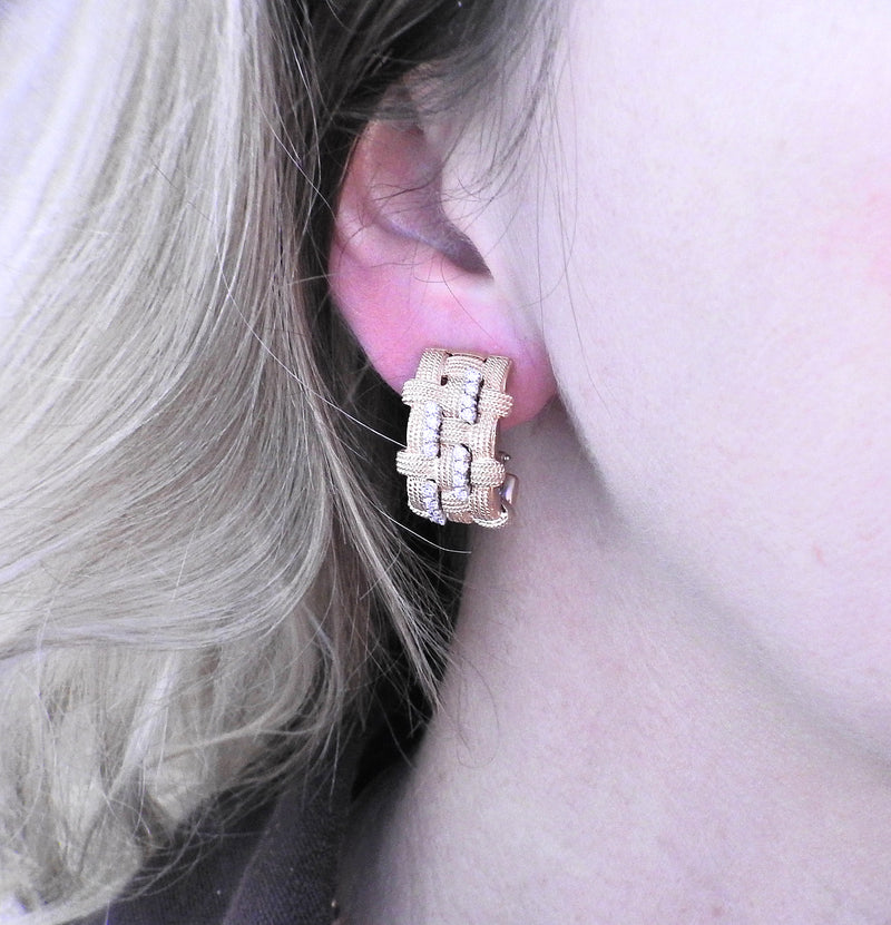 Roberto Coin Appassionata Rose Gold Diamond Large Earrings
