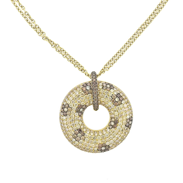 Roberto Coin Fantasia Fancy Diamond Gold Circle Pendant Necklace
