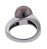 Mikimoto 11.4mm Tahitian South Sea Pearl Diamond Platinum Ring - Oak Gem