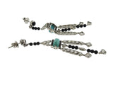 Platinum Diamond Onyx Turquoise Earrings - Oak Gem