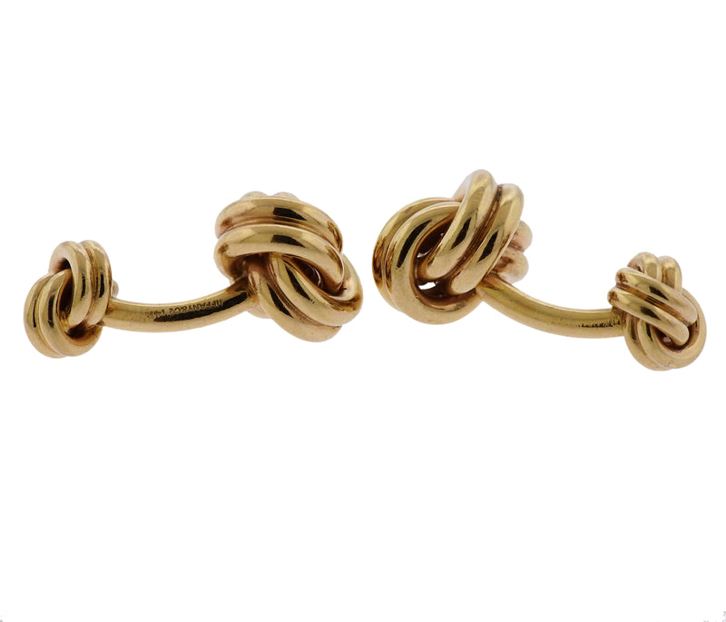 Massive Vintage Tiffany & Co Classic Knot Gold Cufflinks - Oak Gem