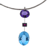 H. Stern Blue Topaz Tourmaline Amethyst Diamond Gold Pendant Necklace - Oak Gem