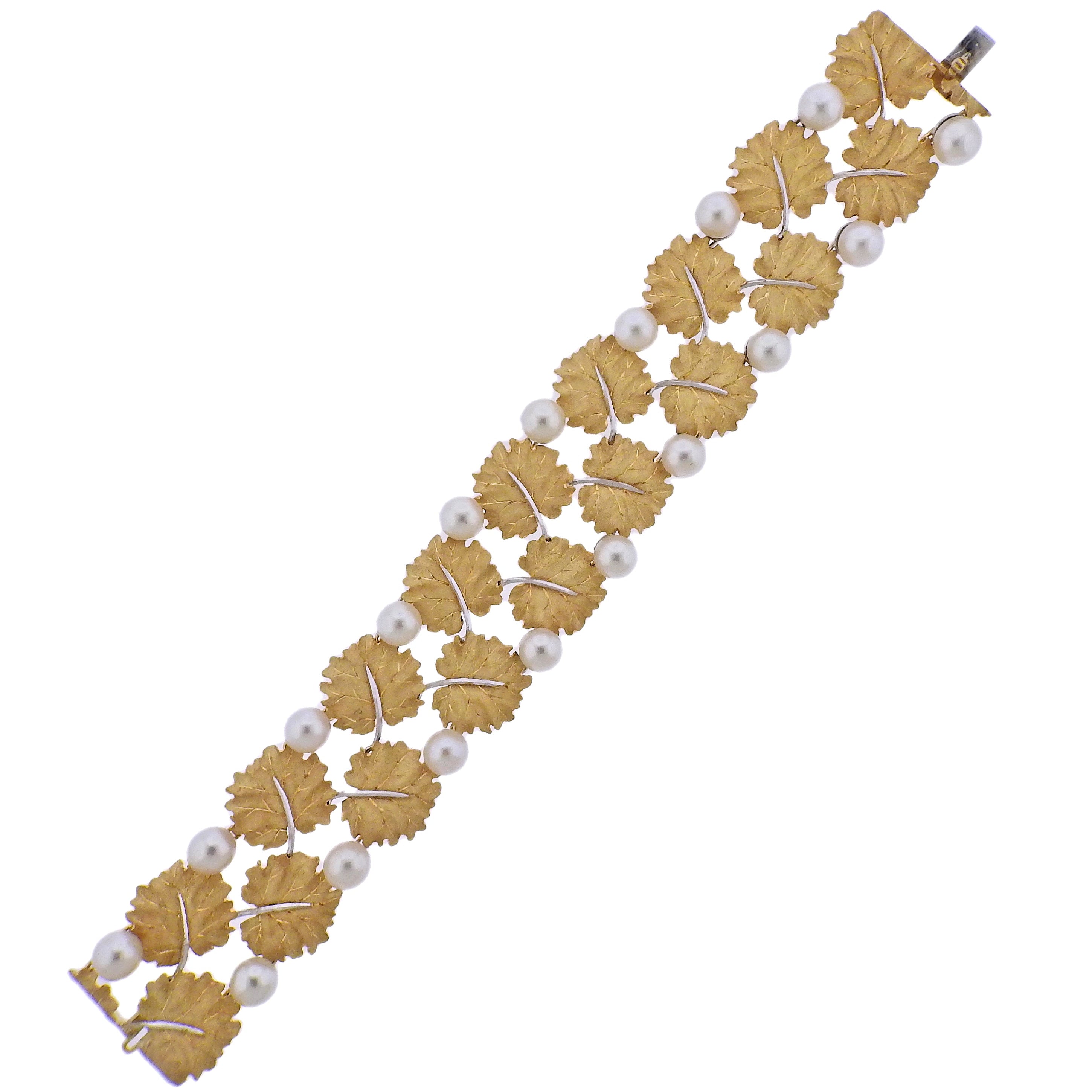 Buccellati Pearl Gold Leaf Bracelet