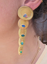 Zobel Opal Diamond Gold Long Earrings