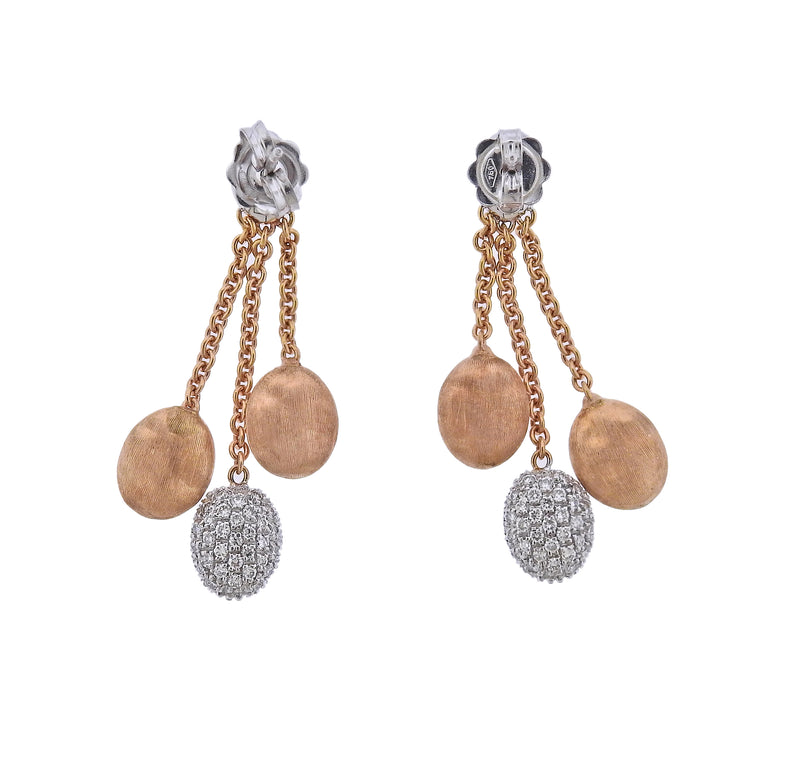 Marco Bicego Siviglia Gold Three Strand Diamond Earrings