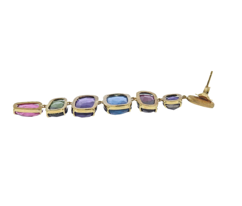 Marco Bicego Murano Gold Long Mix Gemstone Drop Earrings