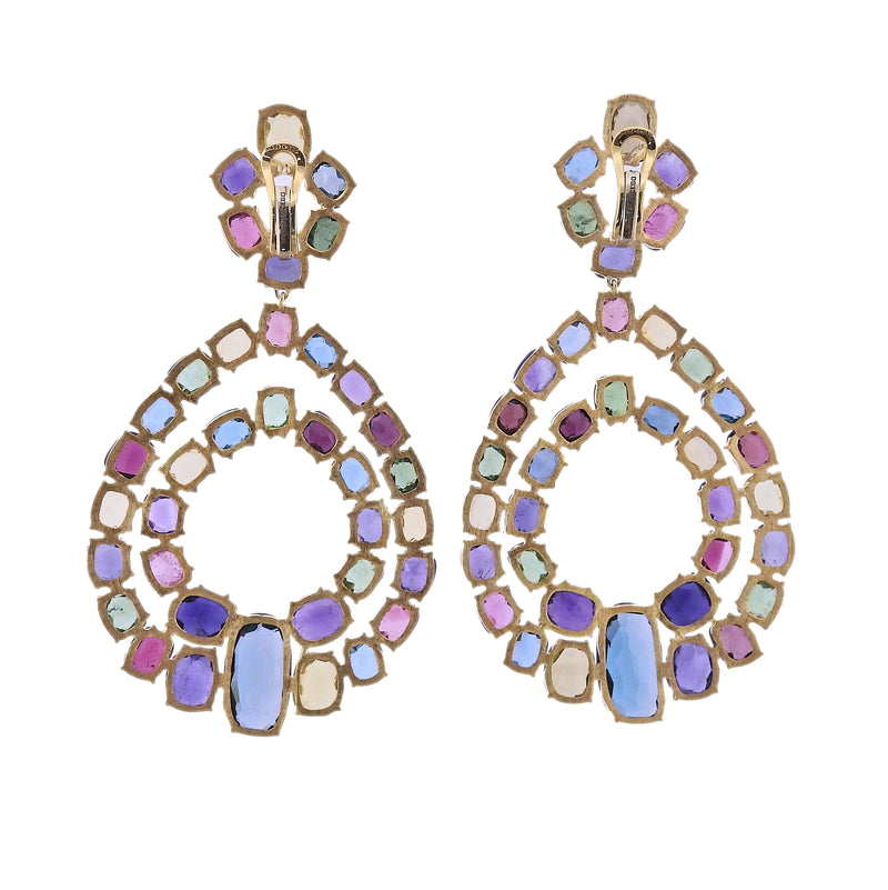 Marco Bicego Murano Gold Chandelier Mixed Gemstone Earrings
