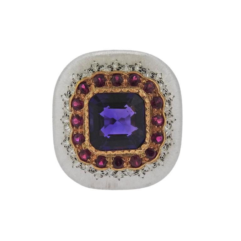Buccellati Gold Ruby Amethyst Ring - Oak Gem