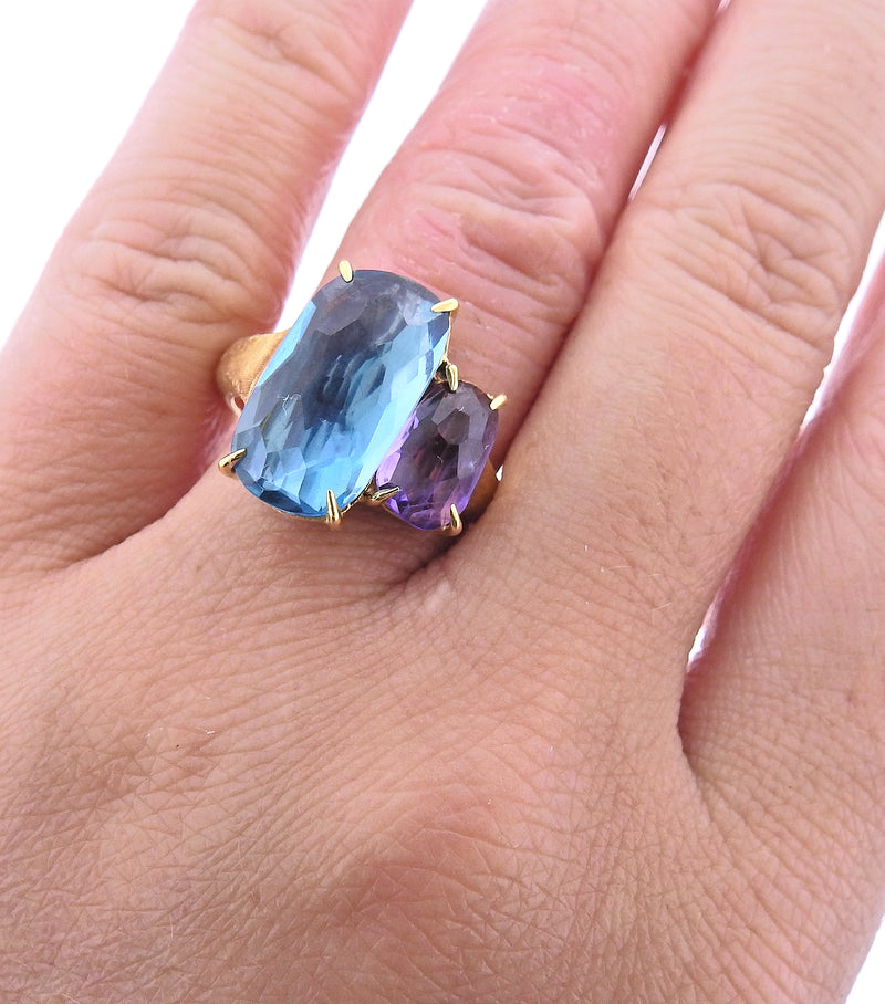Amethyst and Blue Topaz Teardrop Ring – Aurum Jewelers