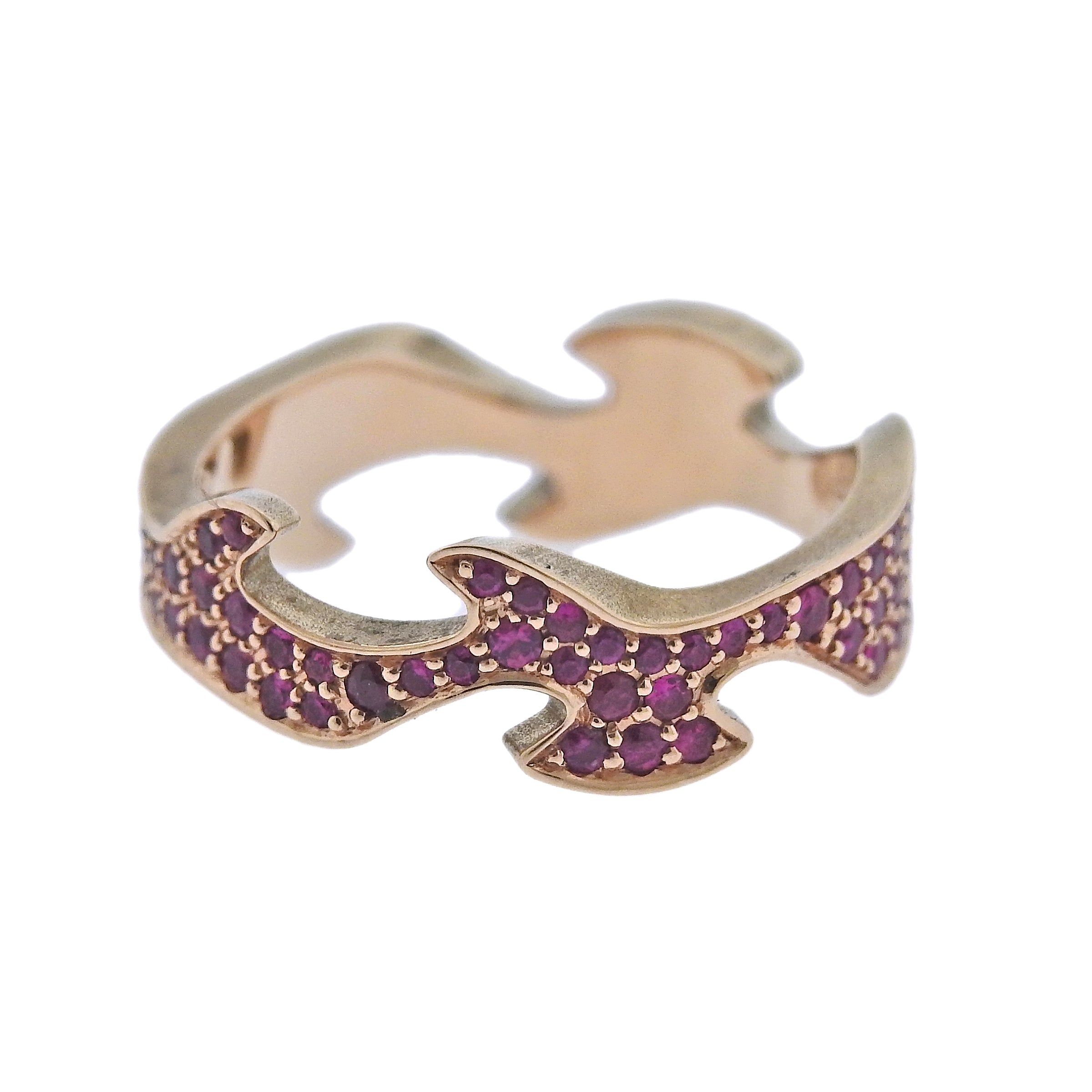 Georg Jensen Fusion Rose Gold Ruby Centre Ring #1370