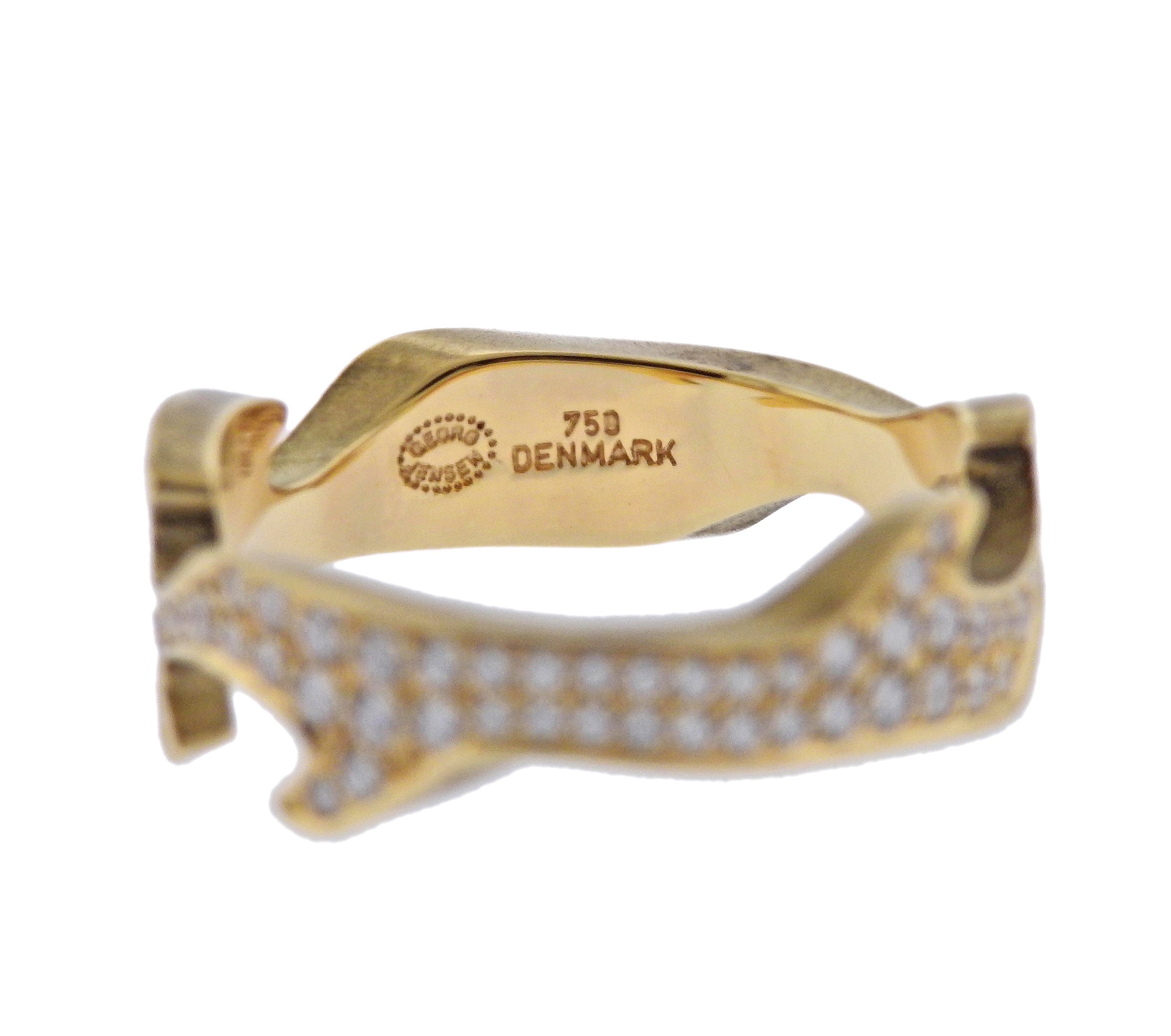 Georg Jensen Fusion Yellow Gold Diamond Centre Ring #1370
