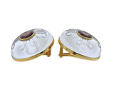 Trianon Carved Crystal Gemstone Gold Earrings - Oak Gem