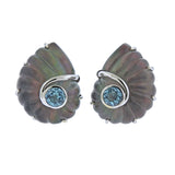 Trianon Nautilus Crystal Topaz Mother of Pearl Gold Earrings - Oak Gem