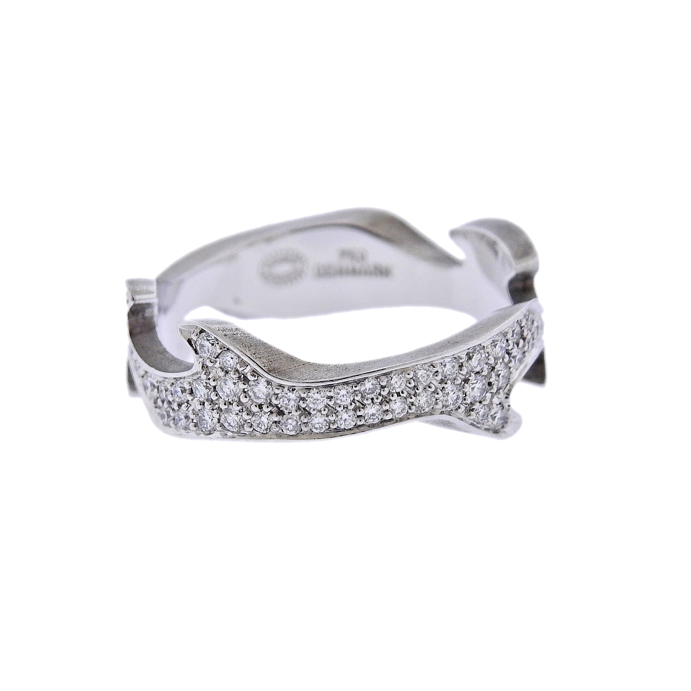 Georg Jensen Fusion Gold Diamond Centre Ring #1370