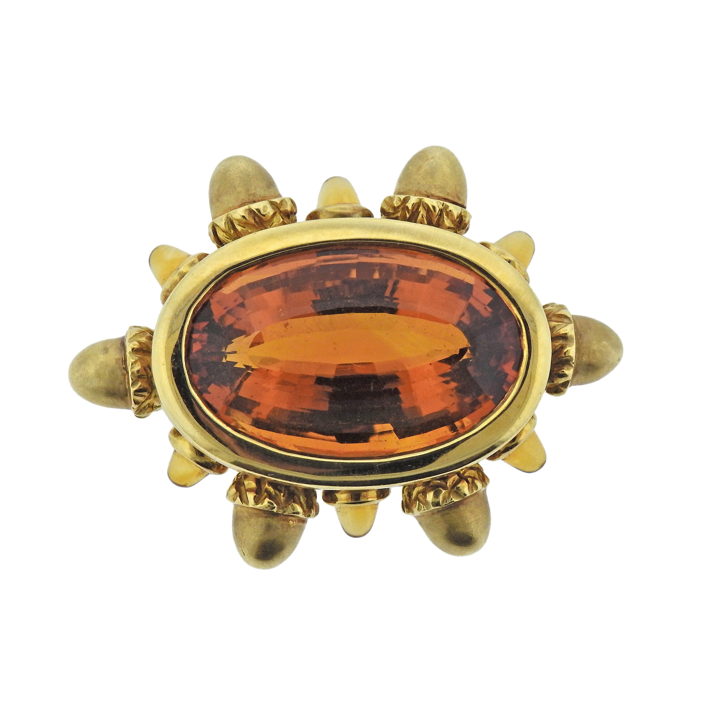1999 Angela Cummings 35ct Citrine Gold Acorn Brooch - Oak Gem