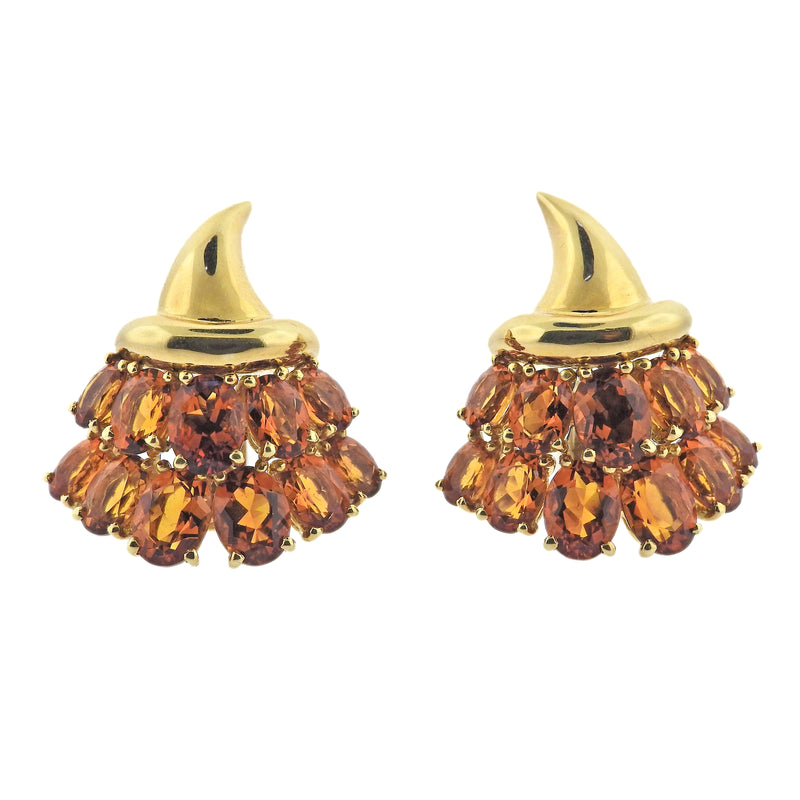 Verdura Citrine Gold Cornucopia Earrings