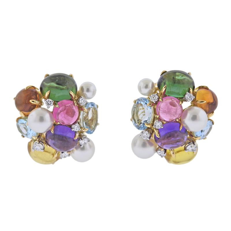 14 AD Stones Gold Kammal Designs Thick Metal Ear Studs For Daily Wear  ER22167