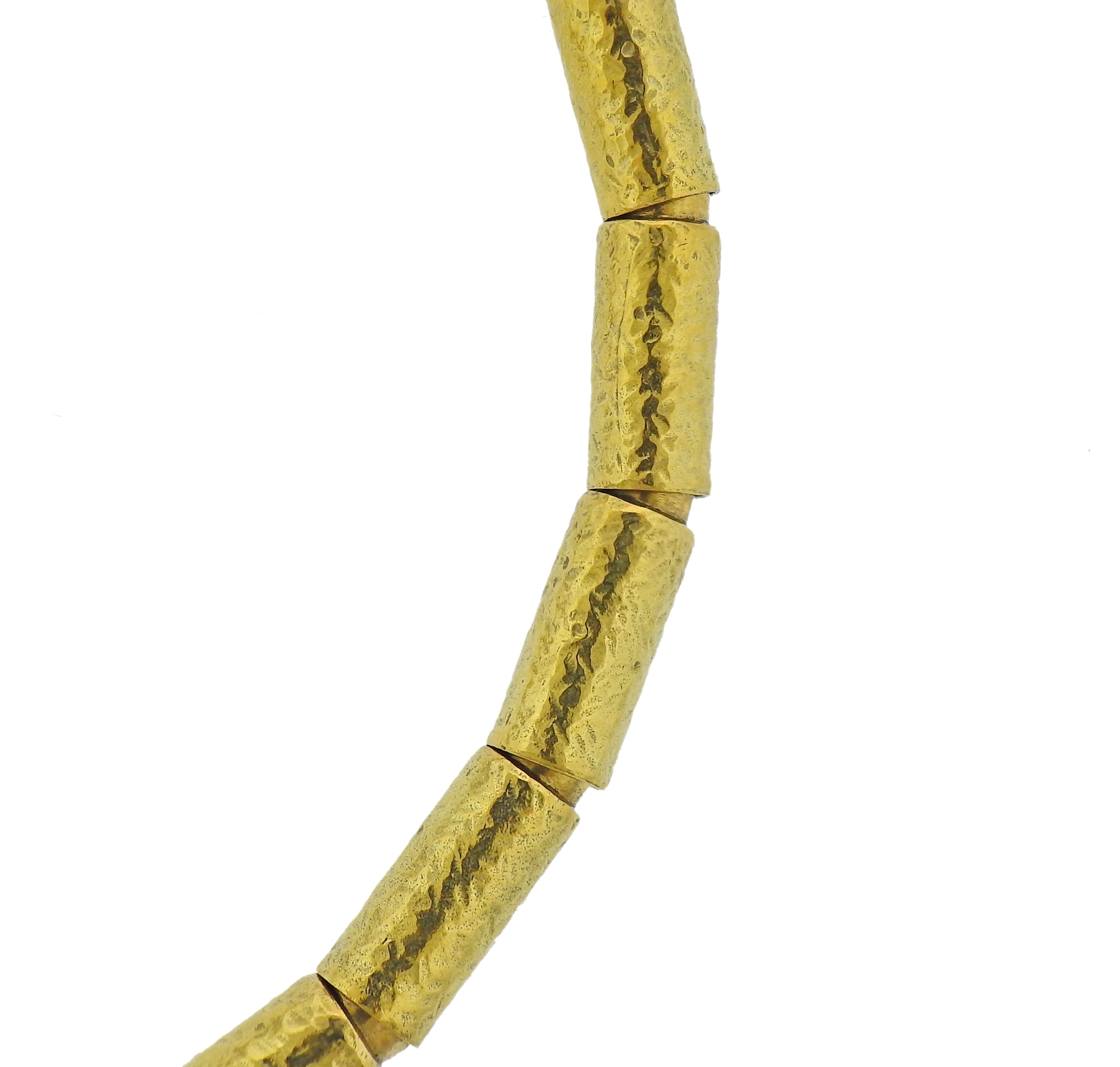 Elizabeth Gage Molten Gold Tube Necklace - Oak Gem