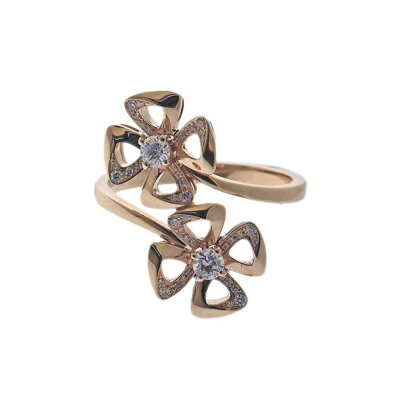 Pink Floral American Diamond Rose Gold Ring – Priyaasi