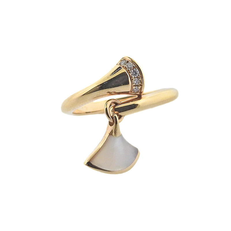 Bulgari Diva's Dream Mother of Pearl Diamond Rose Gold Charm Ring