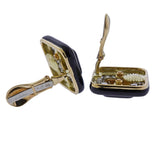 David Webb Gold Platinum Diamond Enamel Earrings - Oak Gem