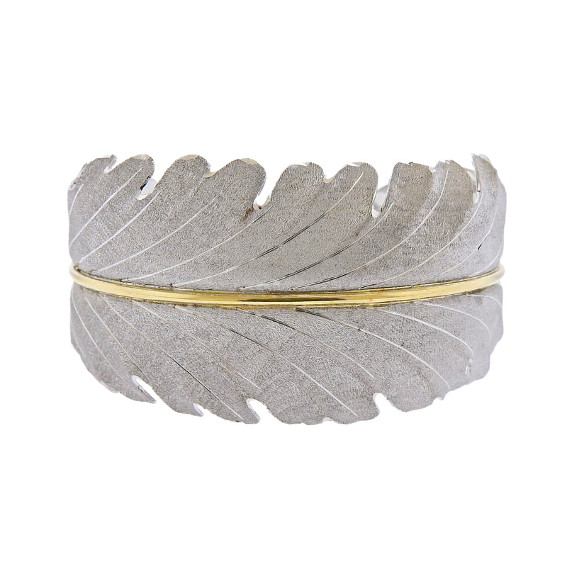 Buccellati Leaf Gold Silver Cuff Bracelet - Oak Gem