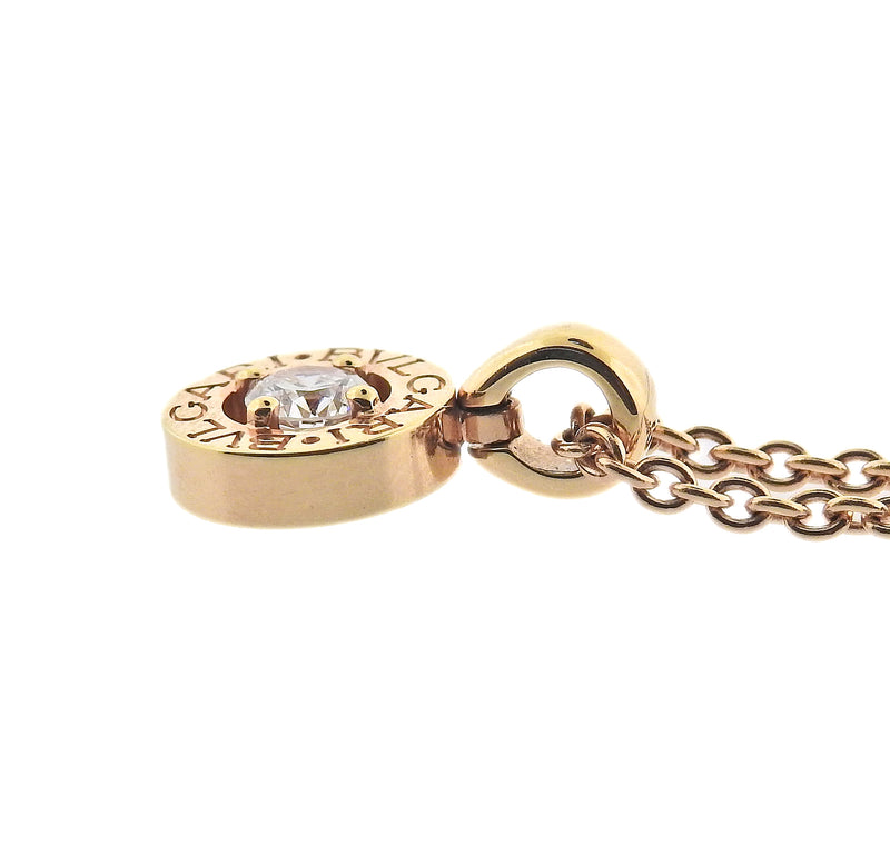 Bulgari Diamond Rose Gold Pendant Necklace