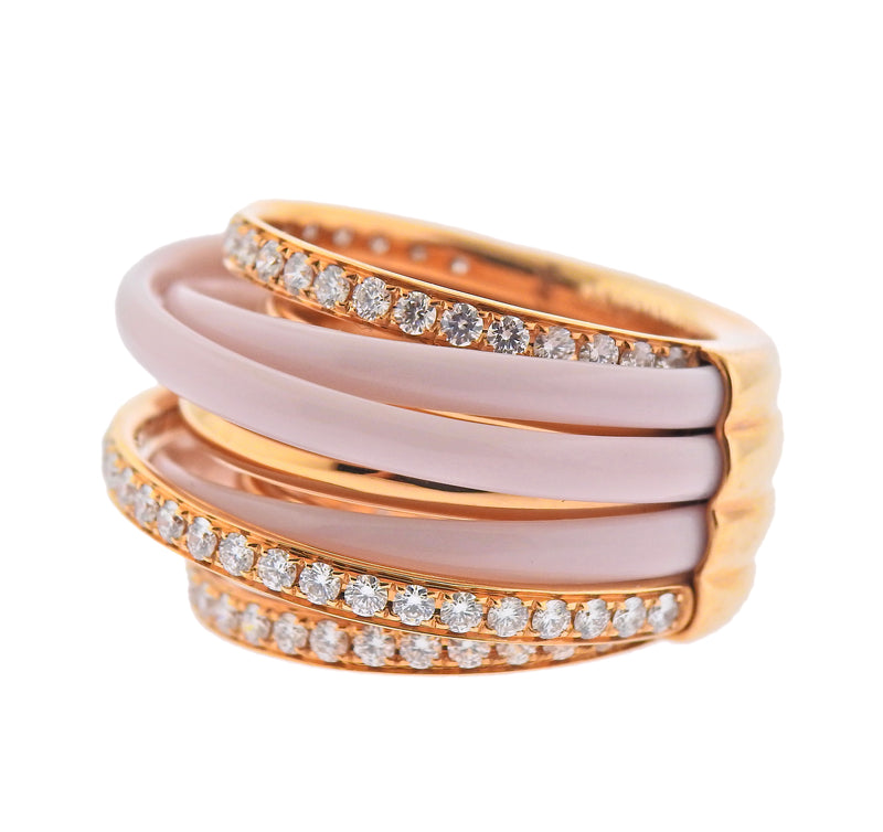 De Grisogono Allegra Rose Gold Ceramic Diamond Ring 53 - Oak Gem