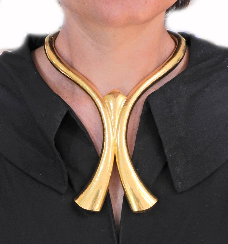 Lalaounis Greece Gold Collar Necklace - Oak Gem